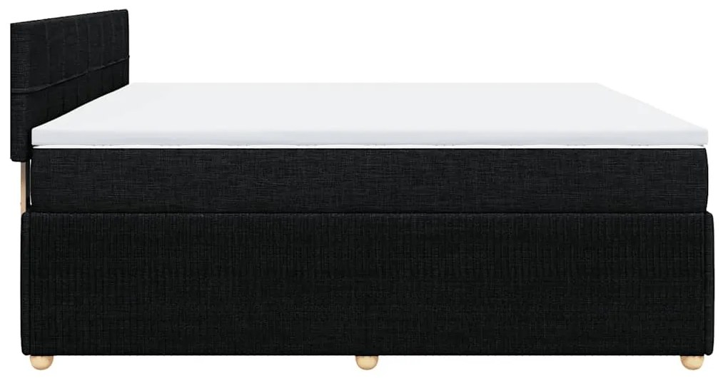 Cama com molas/colchão 200x200 cm tecido preto