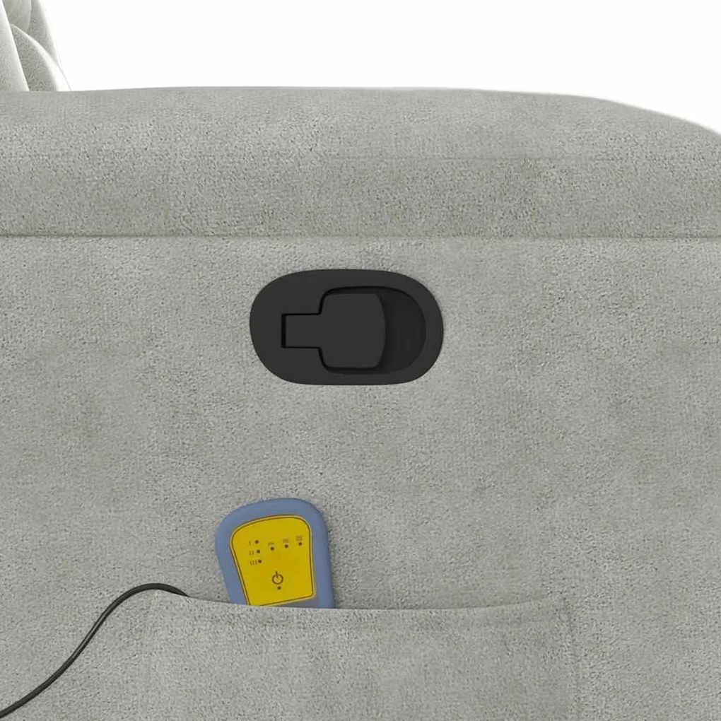 Poltrona de massagens reclinável tecido microfibra cinza-claro
