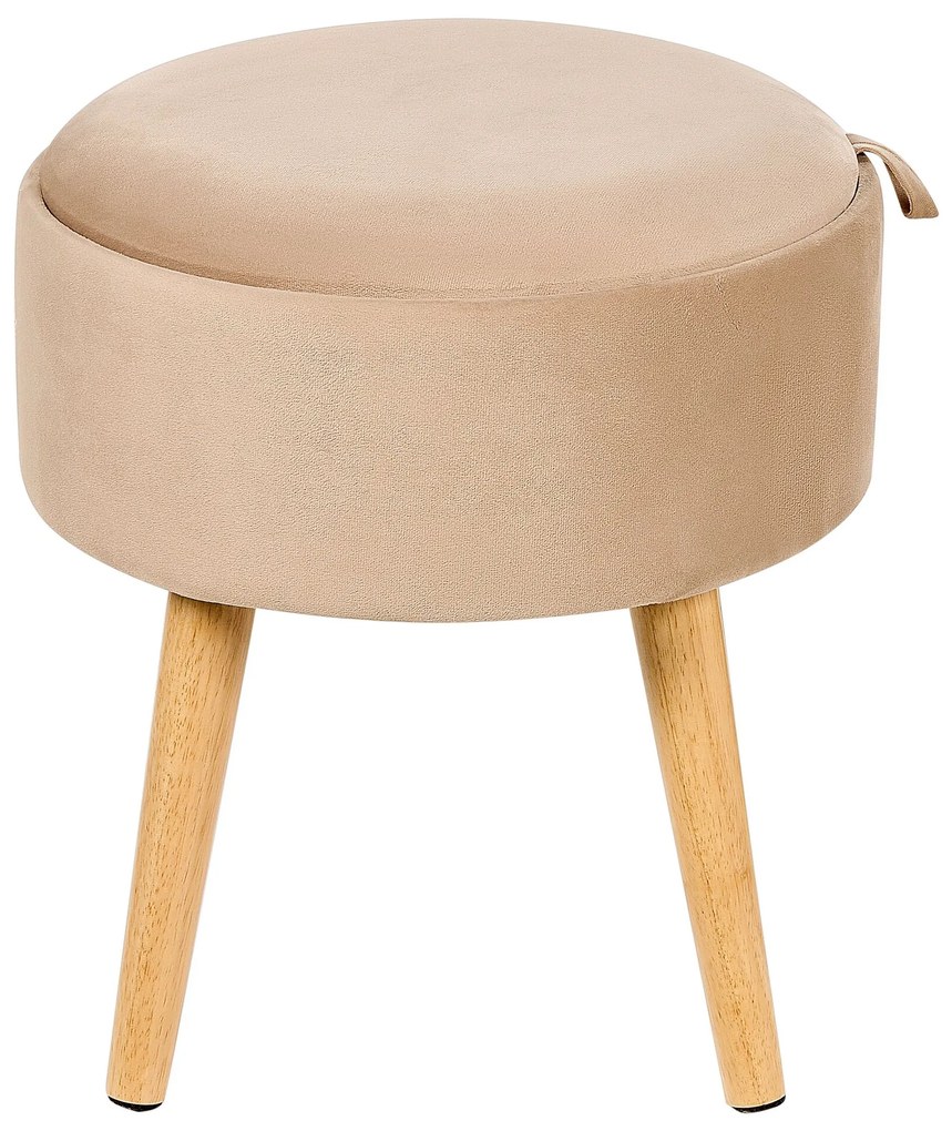 Tamborete com arrumação em veludo creme NEELY Beliani