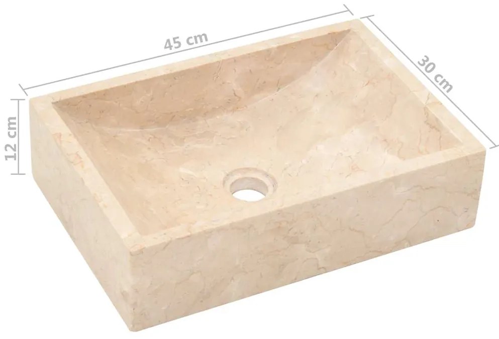 Lavatório 45x30x12 cm mármore creme brilhante