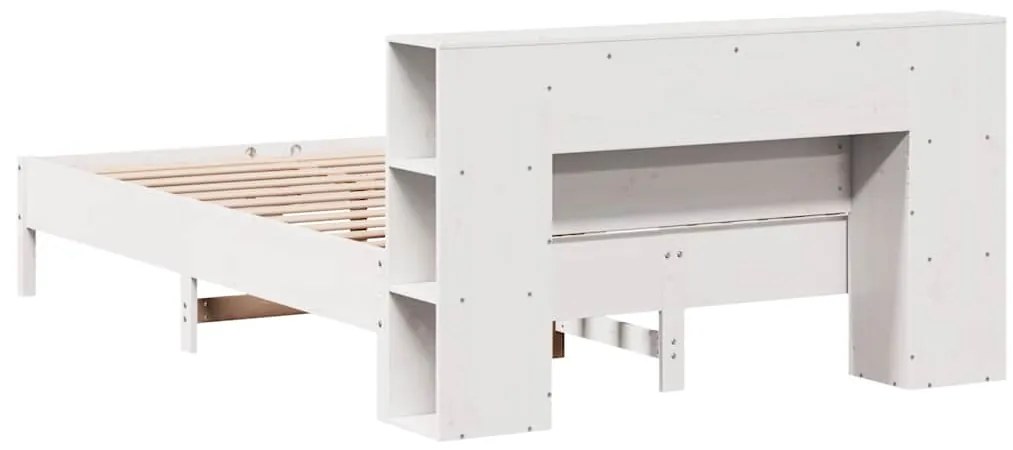 Cama com estante sem colchão 120x190 cm pinho maciço branco
