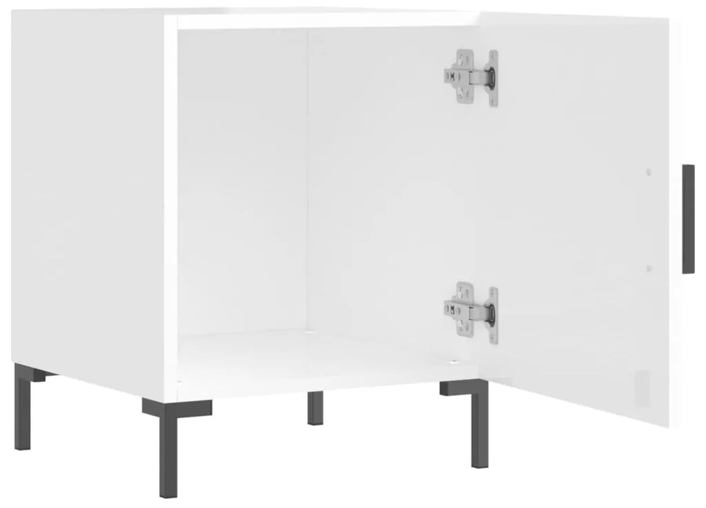 Mesa cabeceira 2pcs 40x40x50cm deriv. madeira branco brilhante