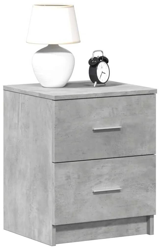 vidaXL Mesa de cabeceira com 2 gavetas 40x36x50 cm cinzento cimento
