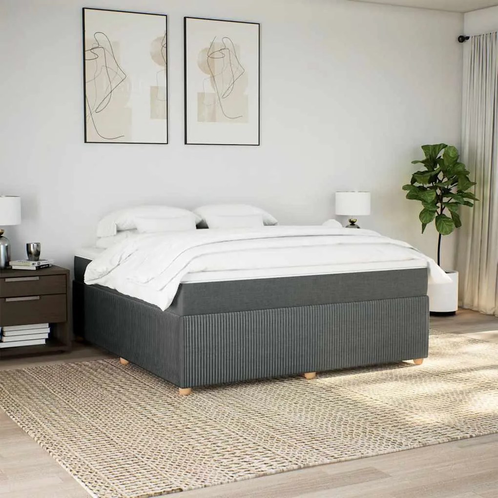 Cama com molas/colchão 180x200 cm tecido cinzento-escuro