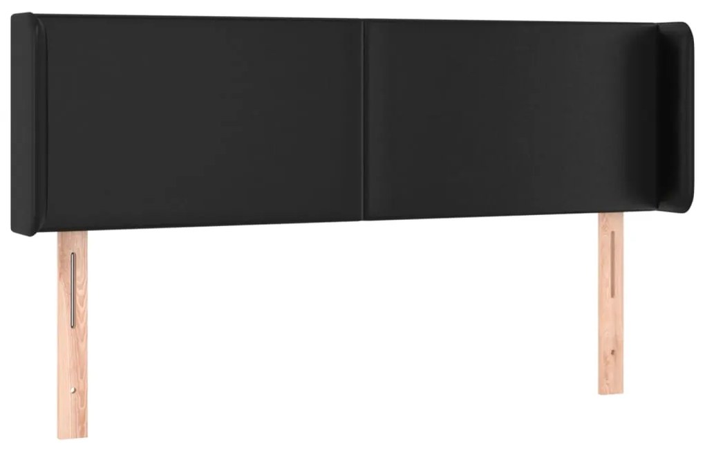 Cabeceira de cama c/ LED couro artificial 147x16x78/88 cm preto