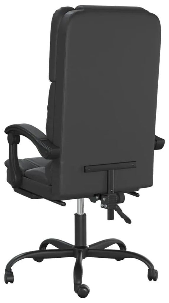 Cadeira escritório massagens reclinável couro artificial preto