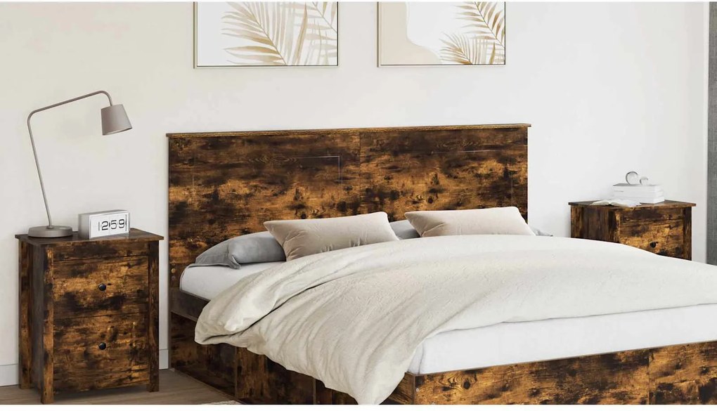 vidaXL Cabeceira Carvalho Defumado 200 cm Madeira processada
