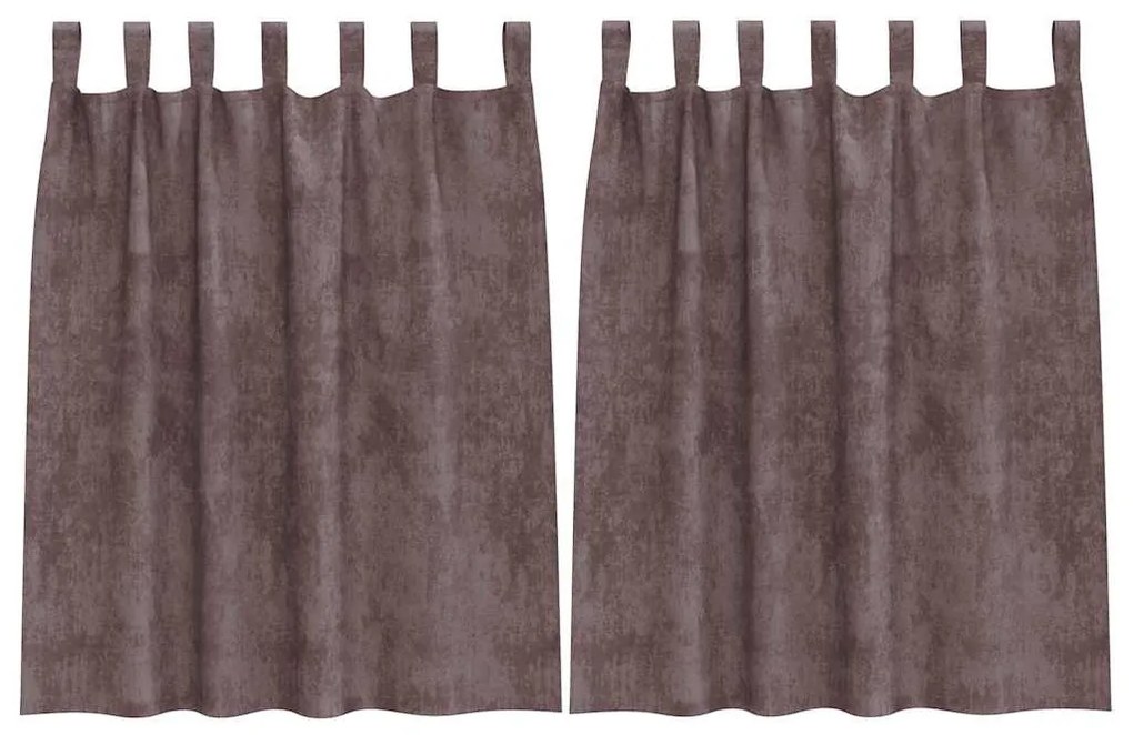 Cortinas de Veludo 2 pcs com Ilhós Marrom 140x140 cm