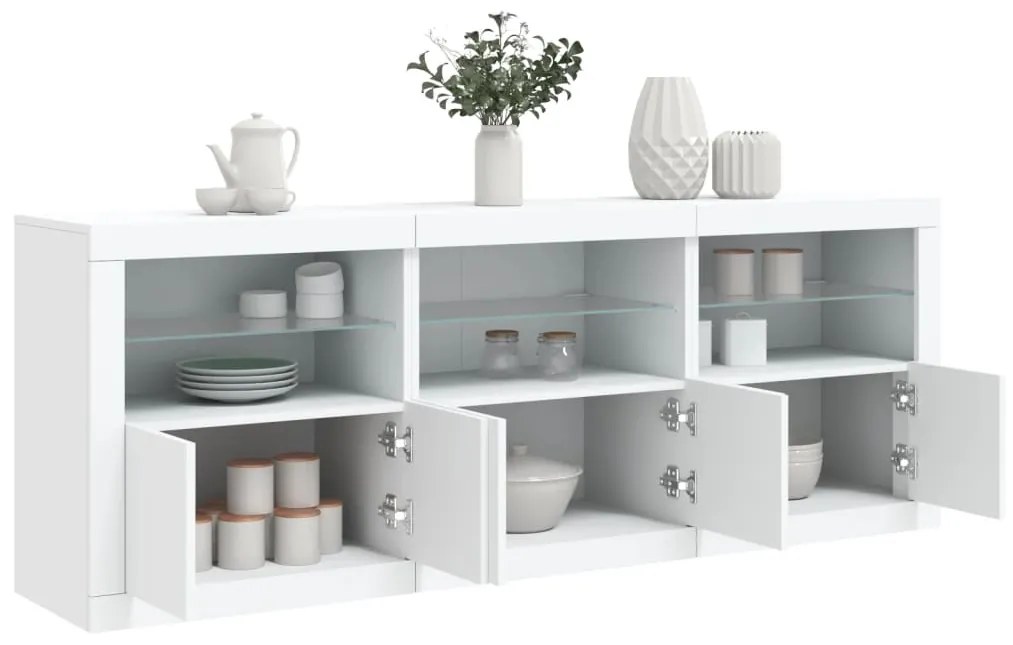 vidaXL Aparador com luzes LED 181,5x37x67 cm branco