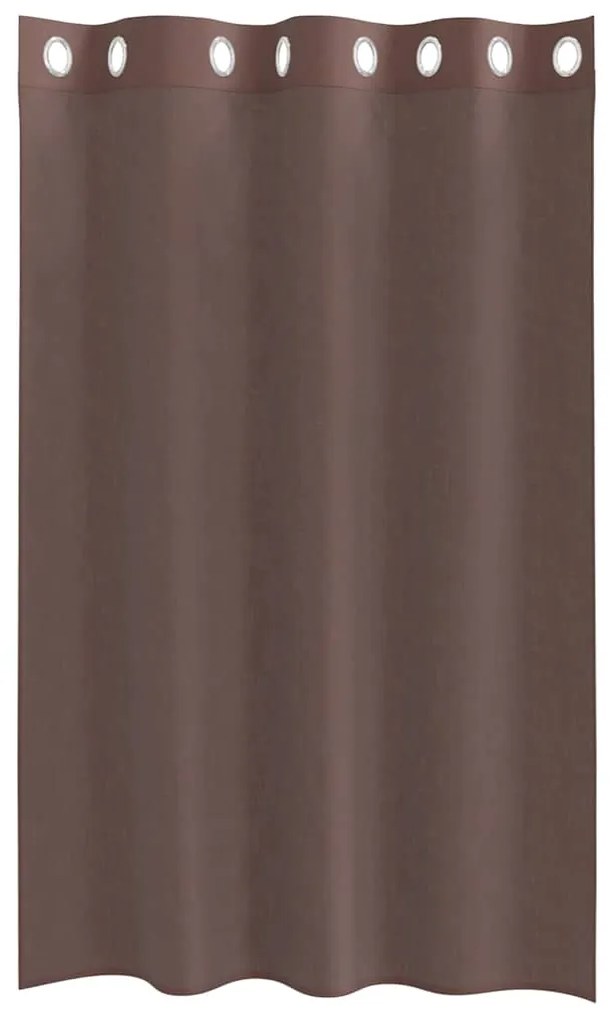 Cortinas de voile com ilhós 2 pcs castanho 140x175 cm