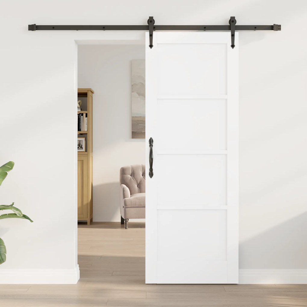 Porta Deslizante vidaXL com Conjunto de Ferragens Branco 73.5x198.5 cm