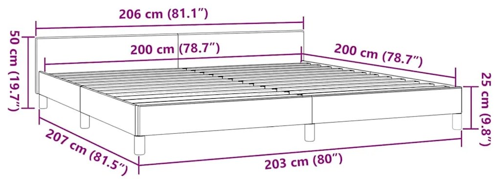 Estrutura de cama sem colchão 200x200 cm tecido castanho-escuro