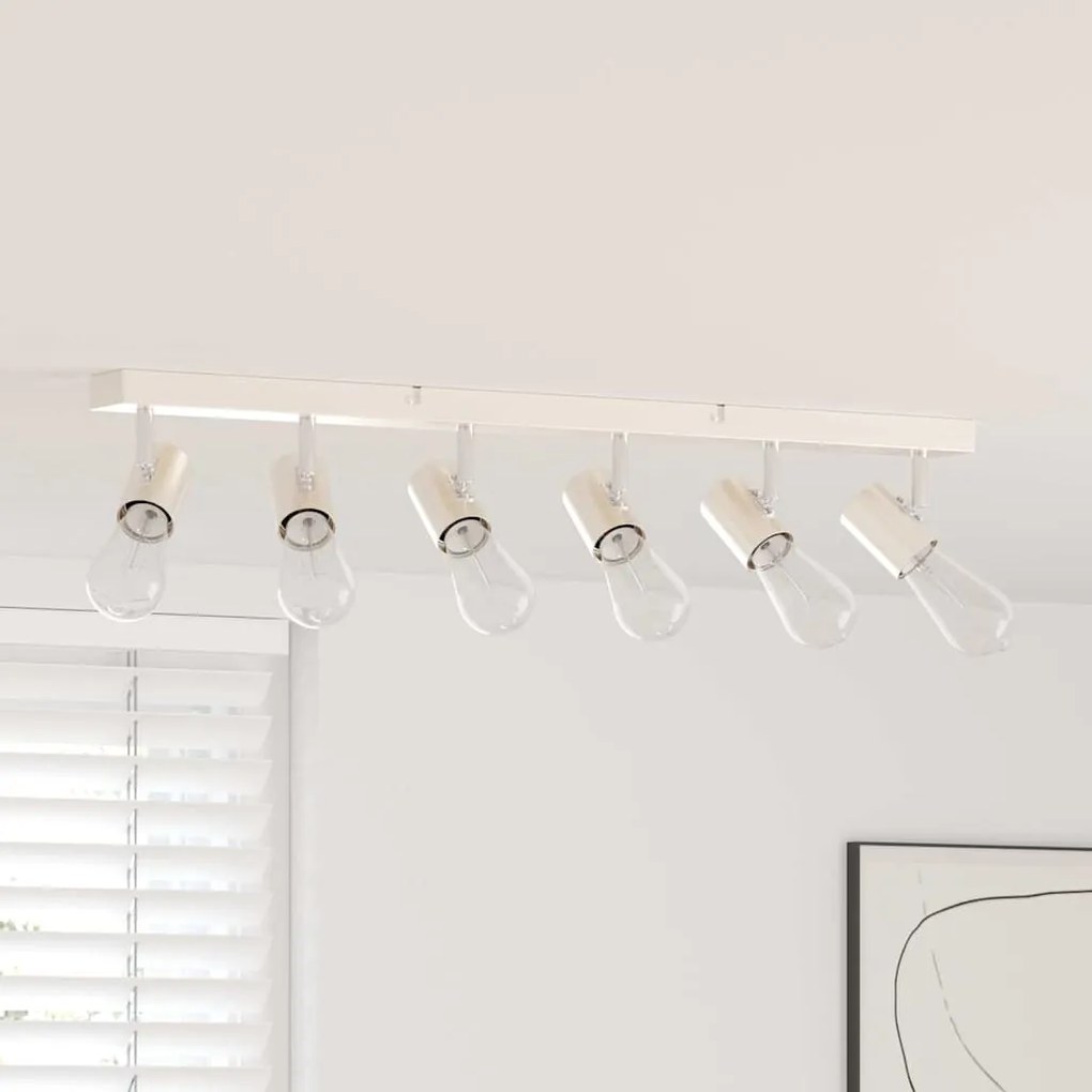 vidaXL Spotlight de Teto 6 Caminhos Ajustável Níquel Escovado E27