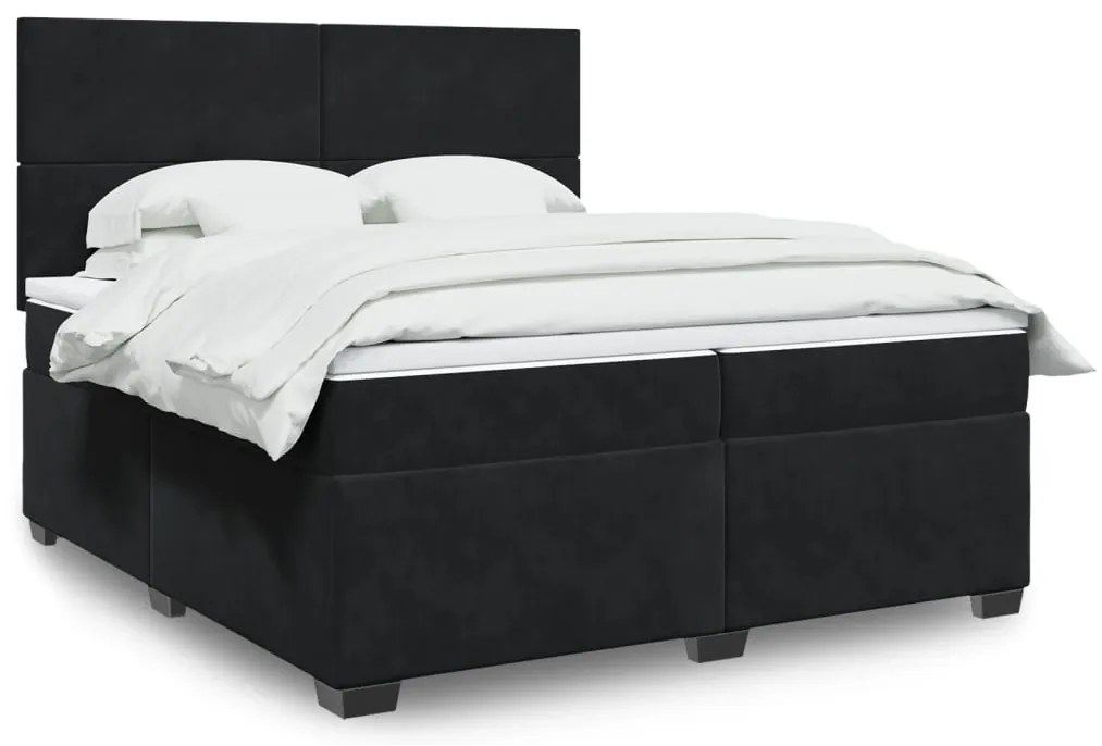 vidaXL Cama com molas/colchão 200x200 cm veludo preto