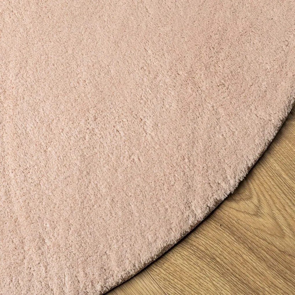 Tapete pelo curto macio e lavável HUARTE Ø 100 cm rosa-pálido