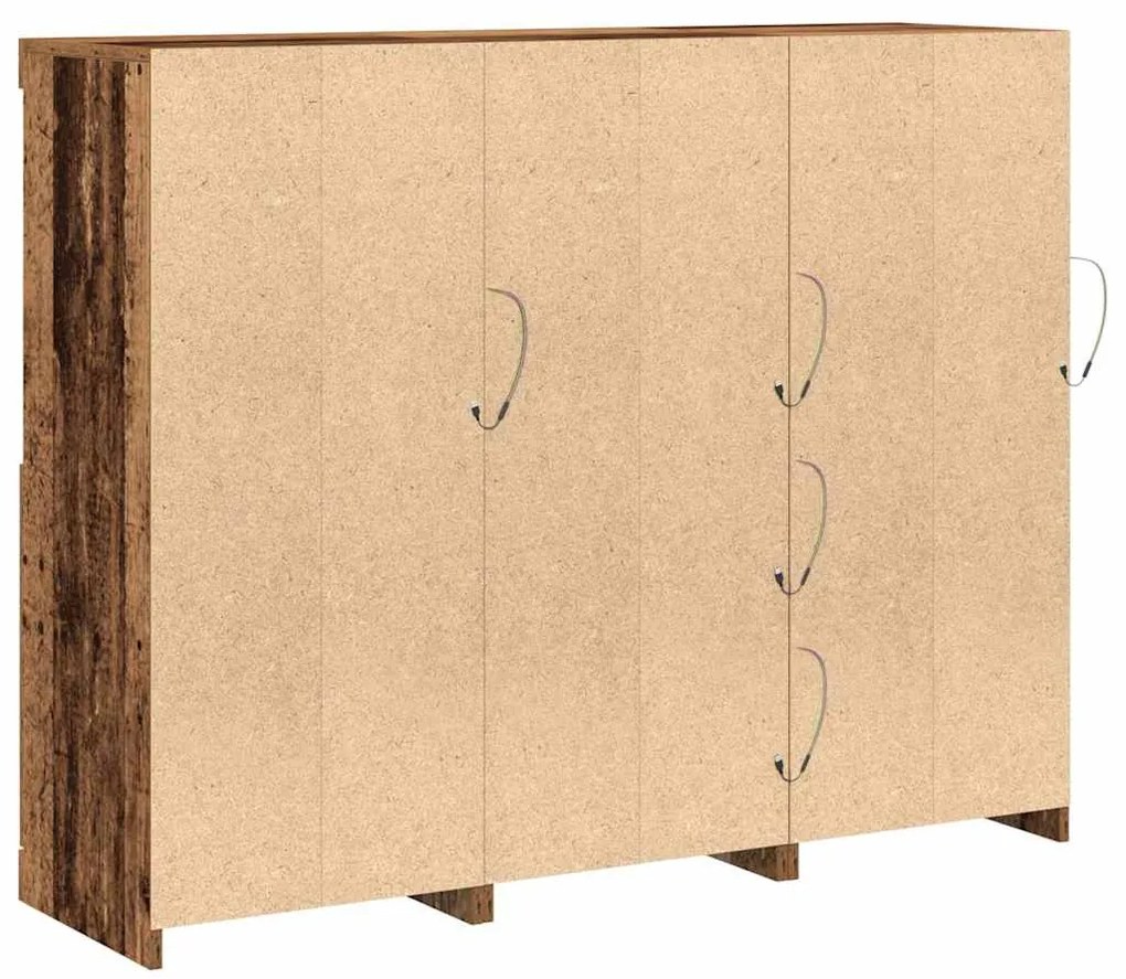 Aparador vidaXL com Luzes LED Madeira Velha 123x37x100 cm Madeira de E