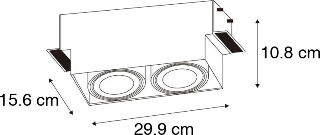 Foco embutido preto GU10 AR111 sem moldura 2 luzes - Oneon