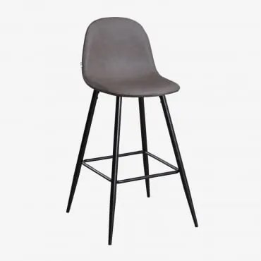 Pacote De 2 Bancos Altos Em Imitação De Couro Glamm Cinza Antracite & ↑75 Cm & Preto - Sklum