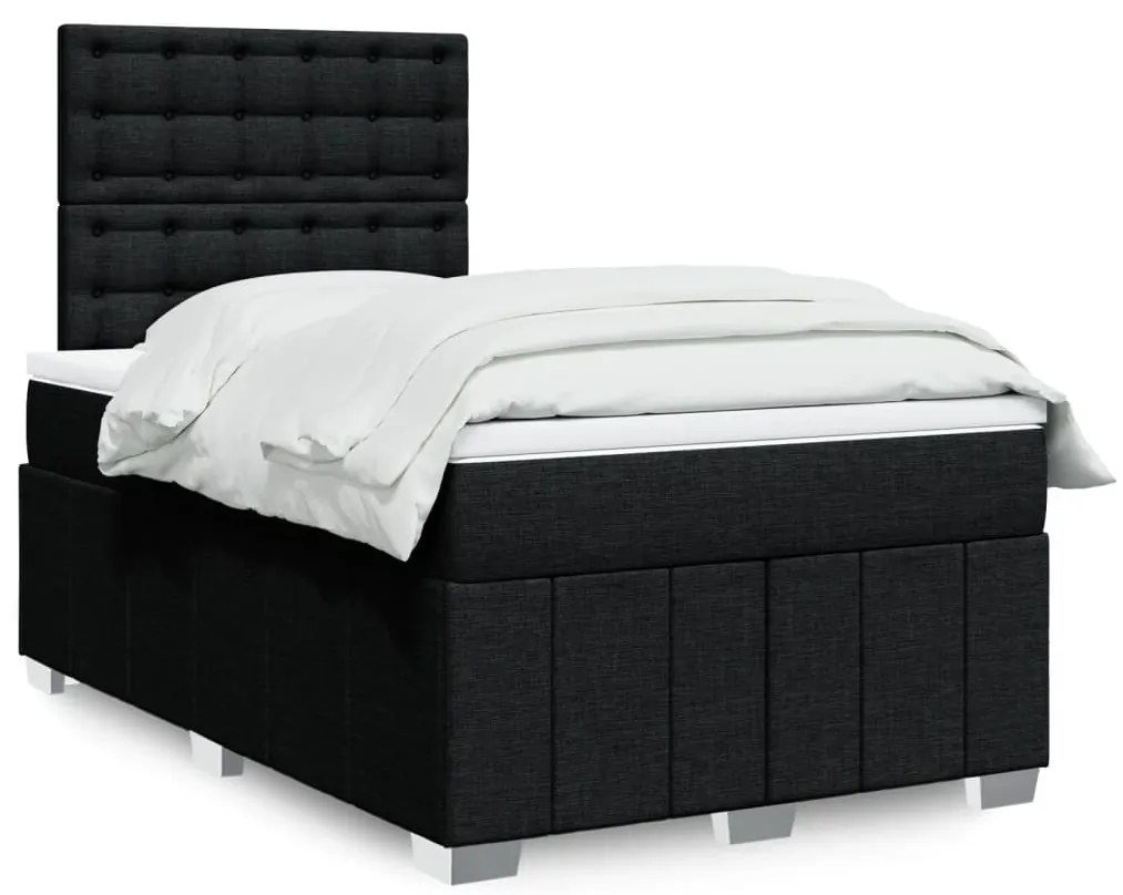 Cama boxspring com colchão 120x190 cm tecido preto