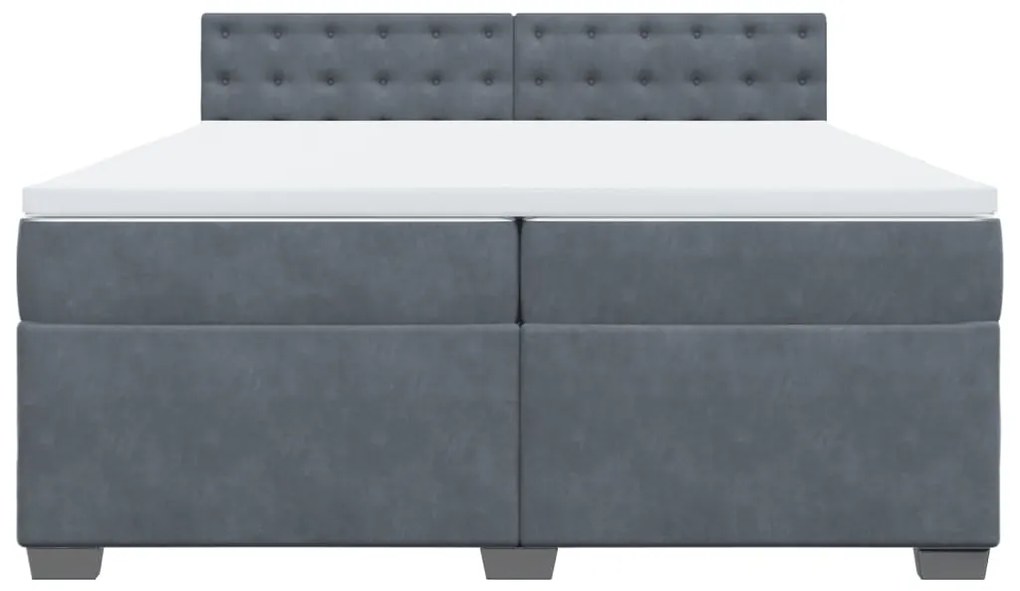 Cama com molas/colchão 200x200 cm veludo cinzento-escuro