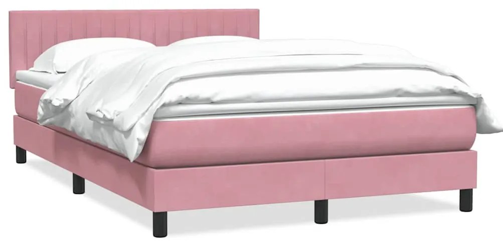 vidaXL Cama com molas/colchão 160x220 cm veludo rosa
