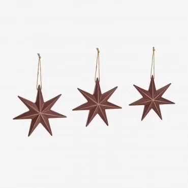 Conjunto De 3 Enfeites De Natal Em Mdf Perg Vermelho Burdeos & 15 X 15 Cm - Sklum