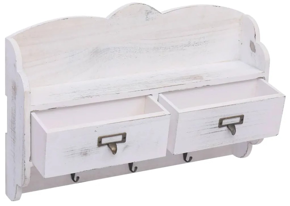 Cabide de parede 50x10x34 cm madeira branco
