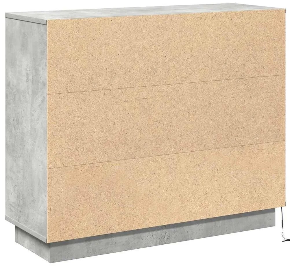 Buffet com LED Cinza Concreto 90x32x75 cm Madeira engenheirada