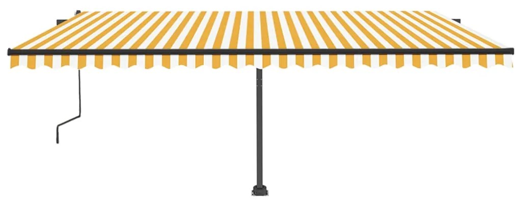 Toldo autom. LED e sensor de vento 500x350 cm amarelo/branco