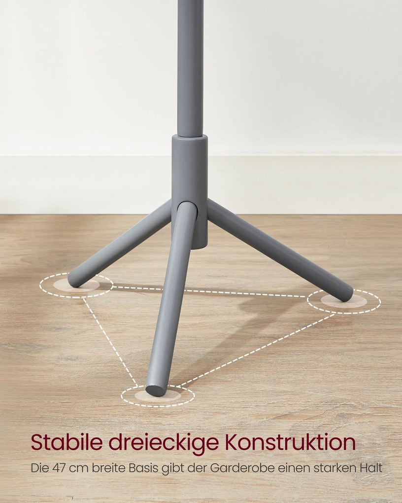 Bengaleiro de madeira ajustável 47 x 47 x 175 cm Cinzento