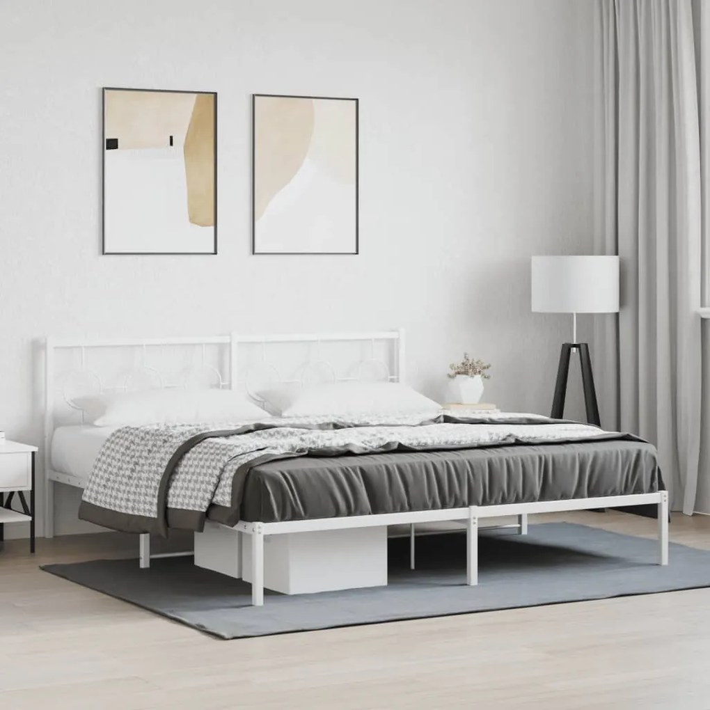 Estrutura de cama com cabeceira 180x200 cm metal branco