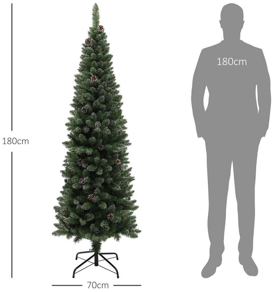 Árvore de Natal 180 cm Árvore de Natal Artificial com 618 Ramos e Supo