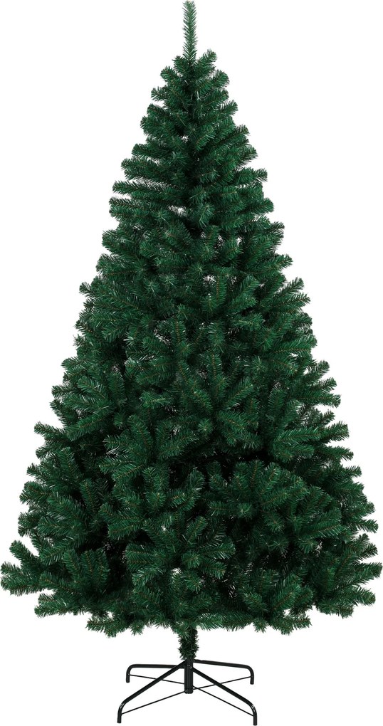 Árvore de Natal Abeto 230 cm com Ramos Articulados 1300 Pontas em PVC Ignífugo Montagem Rápida Base em Aço Ø125x230 cm Verde
