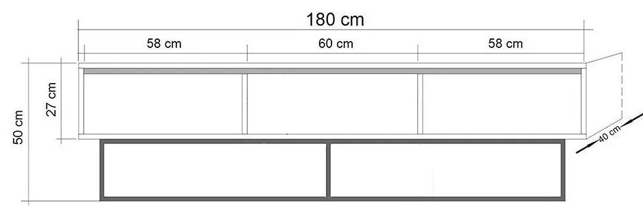 TV Stand Milo – Walnut Black – 180 cm x 50 cm x 40 cm