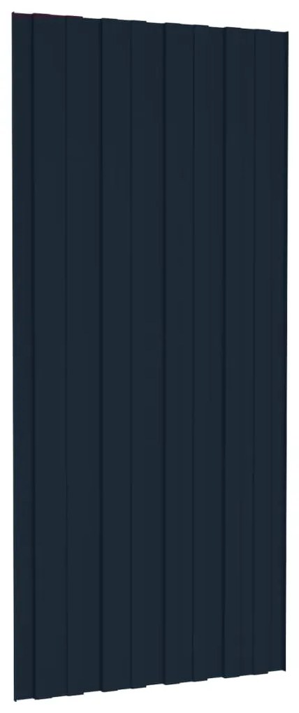 Painéis de telhado 12 pcs 100x45 cm aço galvanizado antracite