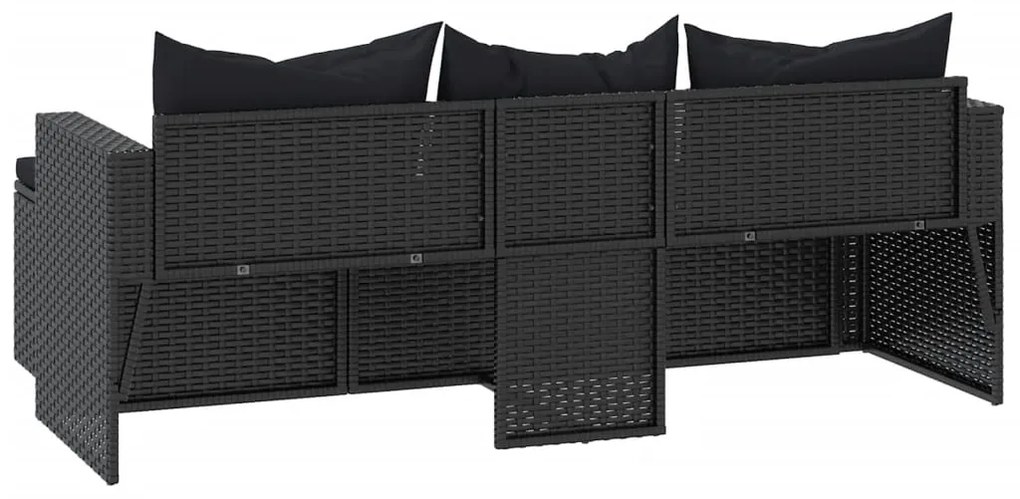 Conjunto lounge de jardim vime PE preto