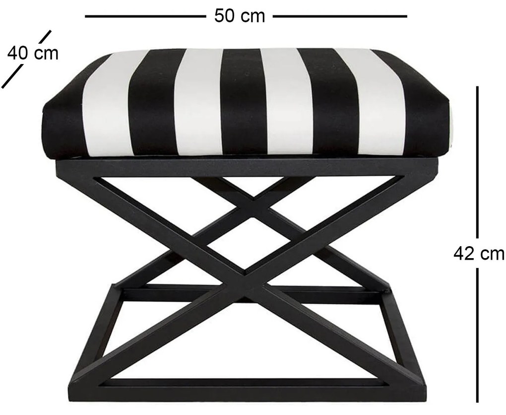 Pouffe Capraz – Preto e Branco – 50x42x40 cm