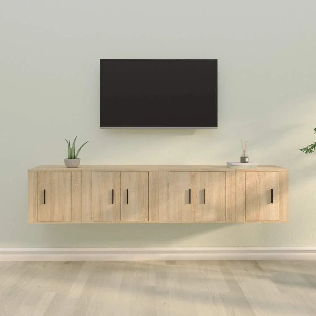vidaXL Conjunto móveis de TV 4 pcs madeira processada carvalho sonoma