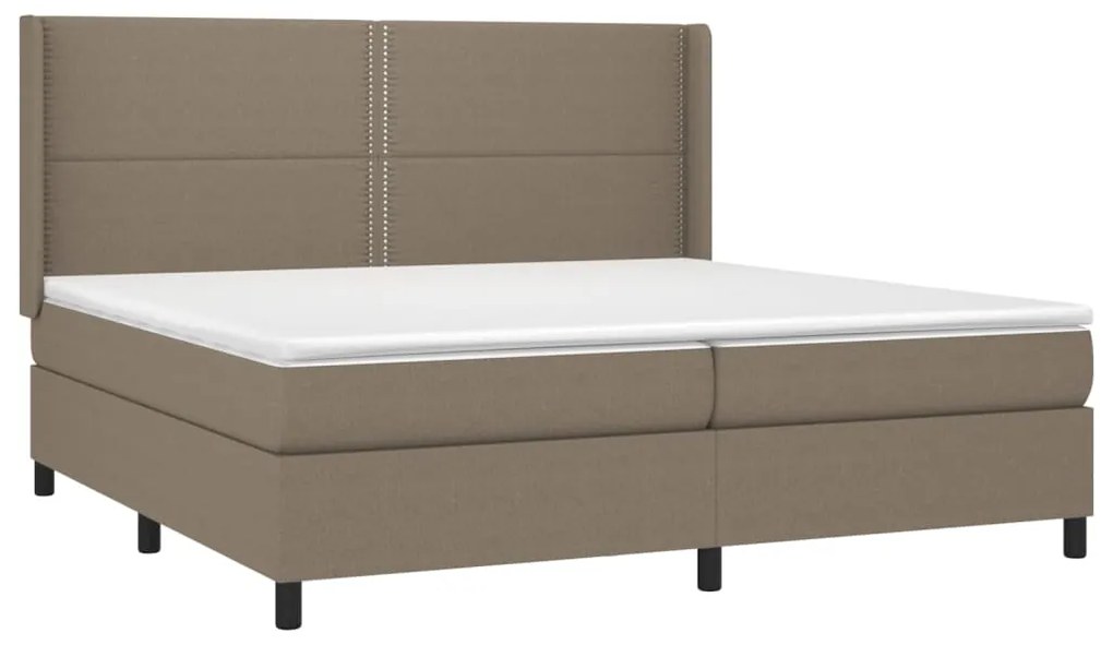 Cama box spring colchão/LED 200x200cm tecido cinza-acastanhado