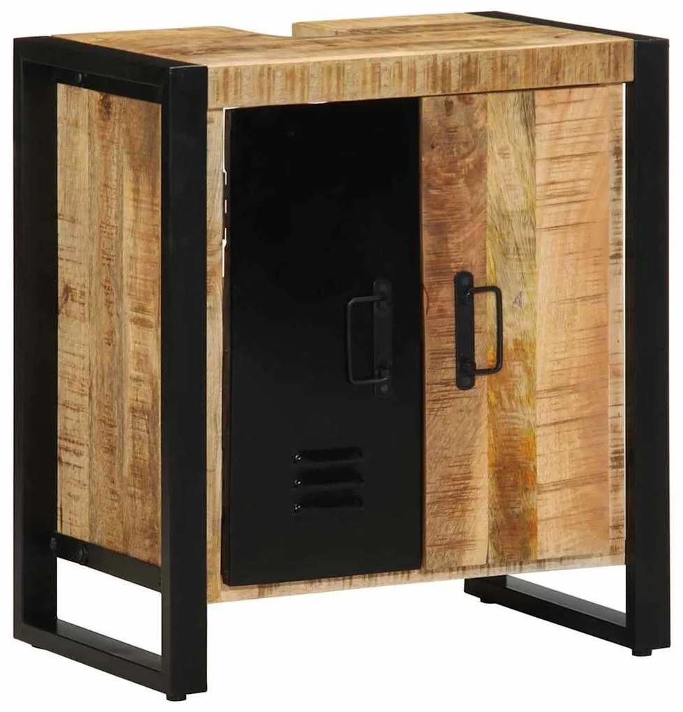 vidaXL Armário de Banheiro com porta Castanho Madeira de manga maciça