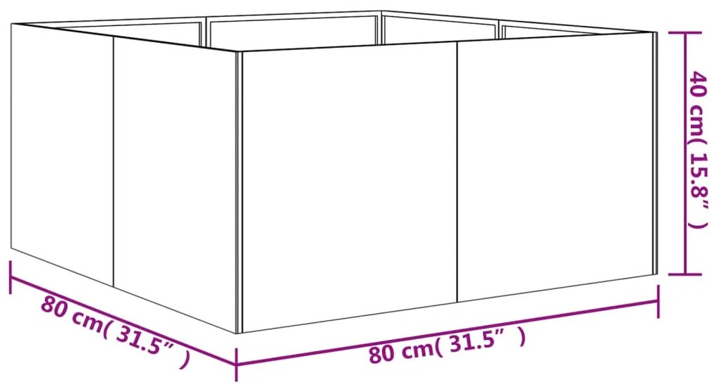 Vaso/floreira 80x80x40 cm aço corten