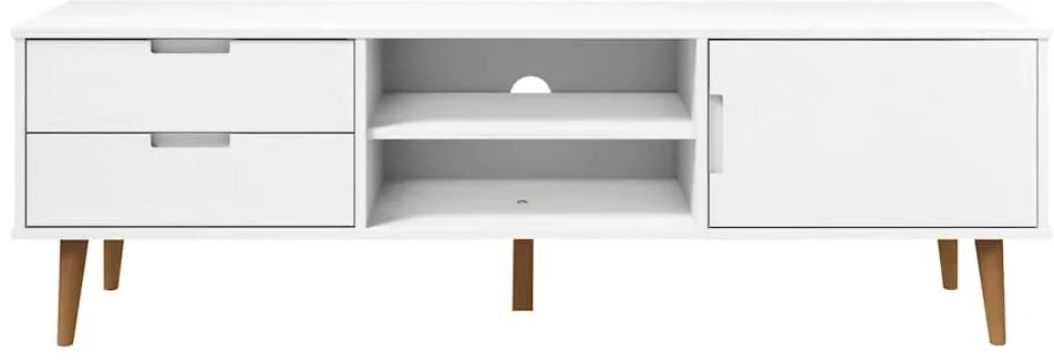Móvel de TV MOLDE 158x40x49 cm pinho maciço branco