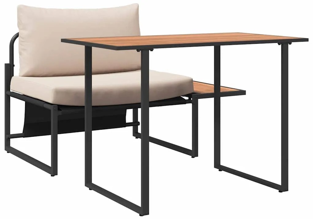 Conjunto de Jantar de Jardim com 2 Peças Cadeira Individual com Almofa