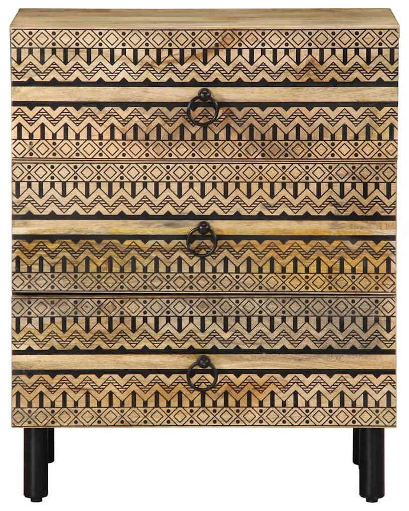 Mesa cabeceira 50x33x62cm madeira mangueira áspera maciça preto