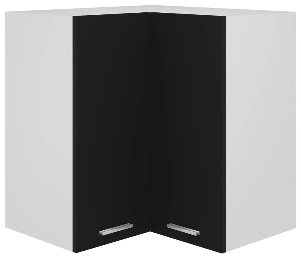 806391 vidaXL Armário de canto parede 57x57x60 contraplacado preto