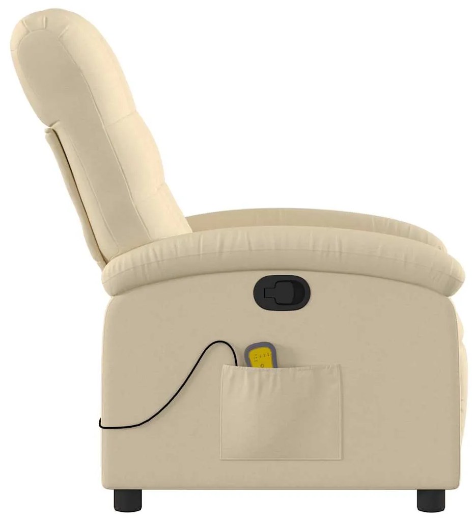 Poltrona de massagens reclinável tecido cor creme