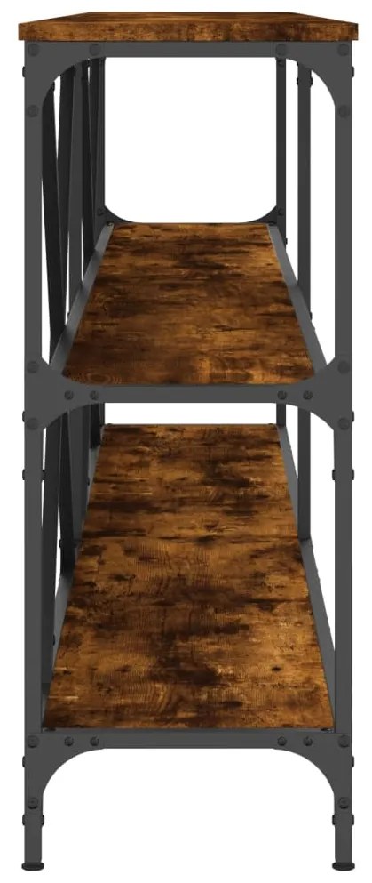 Mesa consola 200x30x75 cm deriv. madeira/ferro carvalho fumado