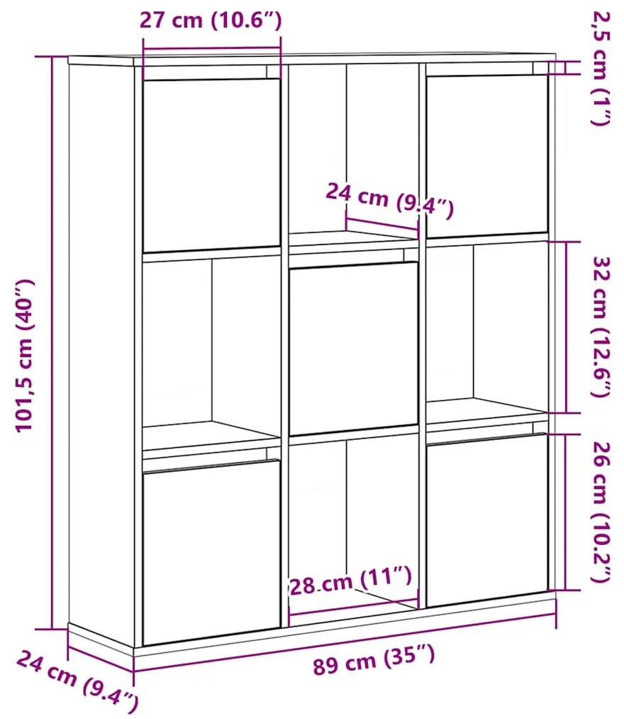 Estante 89x24x101,5 cm derivados de madeira cinzento sonoma
