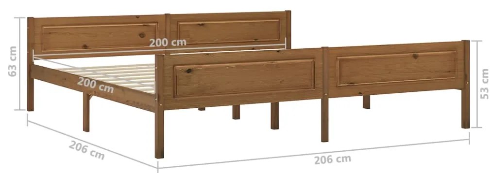 Estrutura de cama 200x200 cm pinho maciço castanho mel