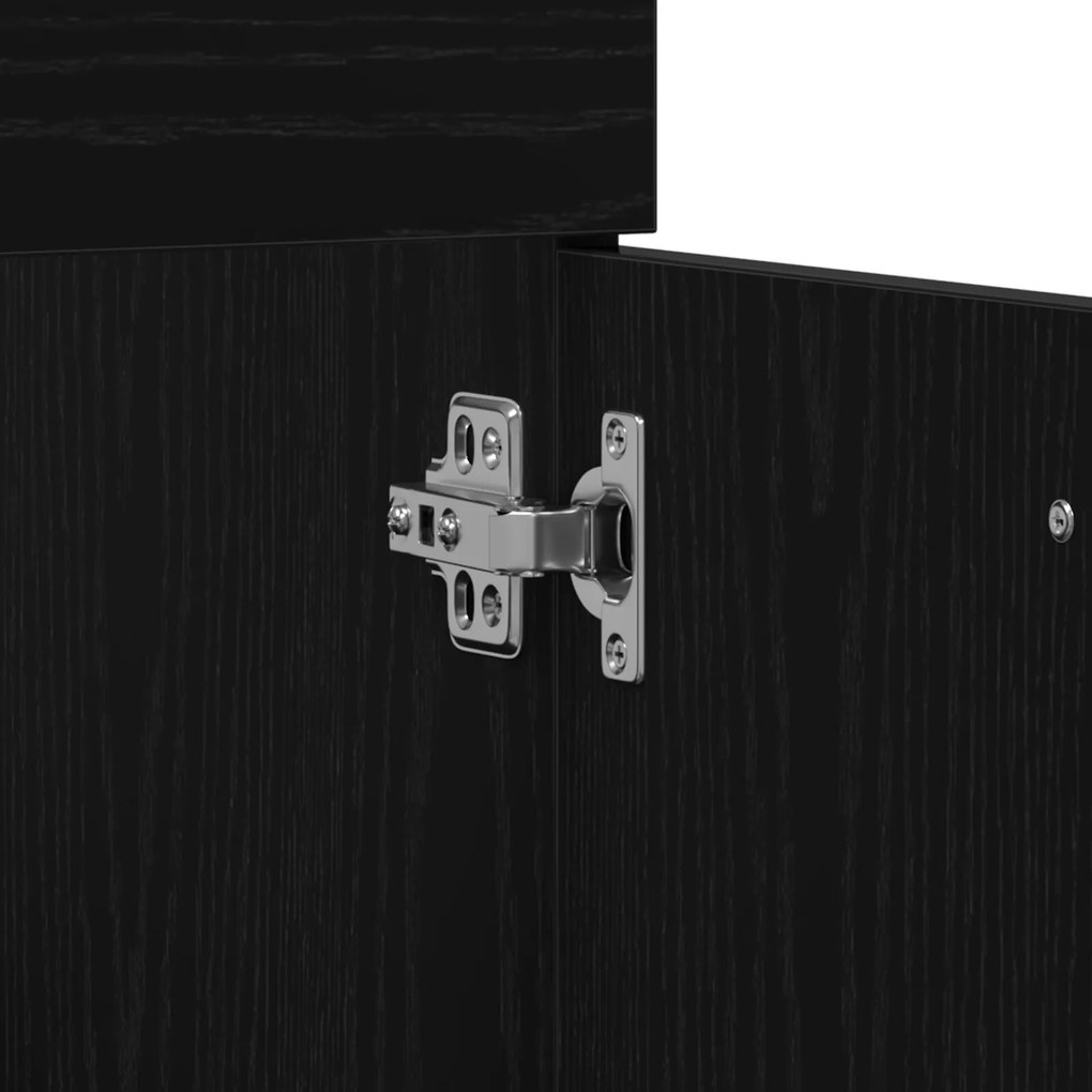 Conjunto de Móveis para Banheiro de 3 Peças Carvalho Preto Madeira Eng
